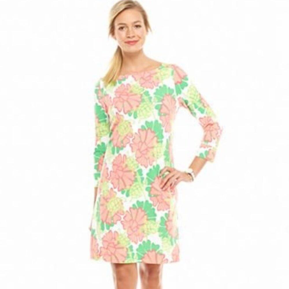 CROWN & IVY Turtle Flower 3/4 Sleeve Dress | XS